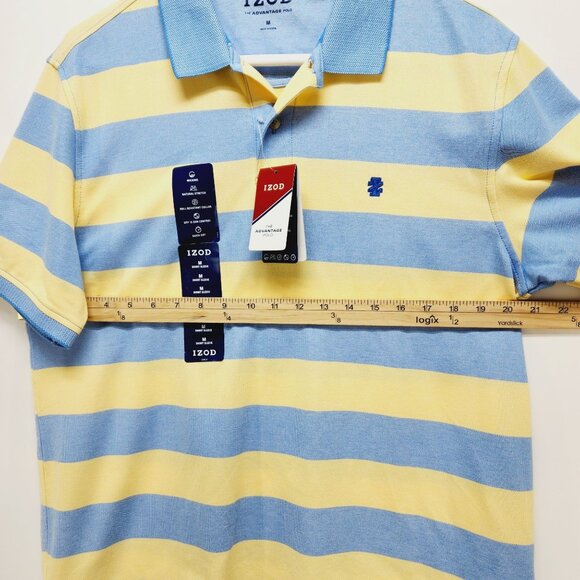 Izod Polo Shirt Mens yellow Stripes Advantage Performance Stretch Sport size M - Picture 4 of 12
